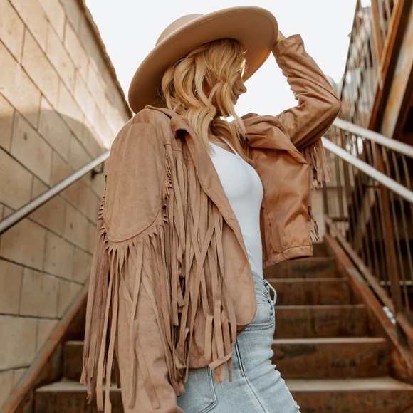 Women Tassel suede women fringe jacket long sleeve jacket